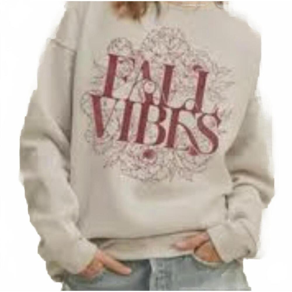 NEW HONESTEE women's fall vibes graphic sweatshirt in heather dusty